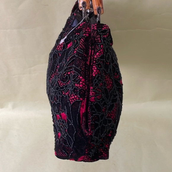 New vintage pink/black beaded purse - Picture 8 of 15